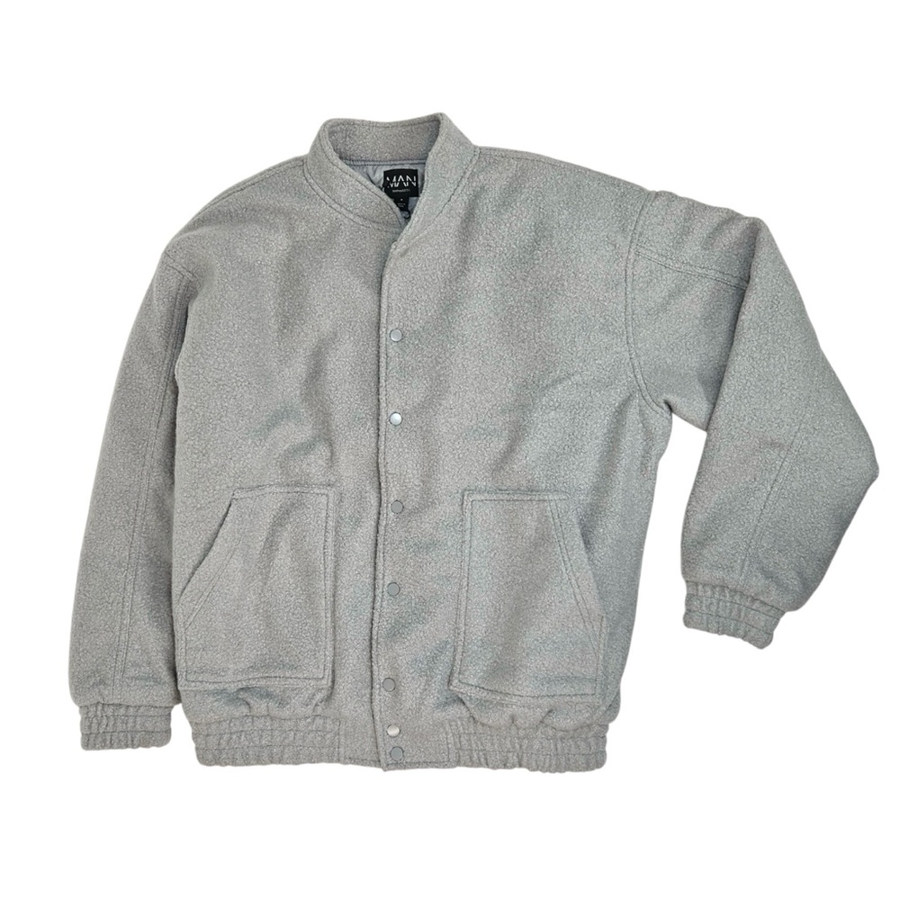 Boohoo Man Oversized Textured Bomber Jacket Heavy Boucle